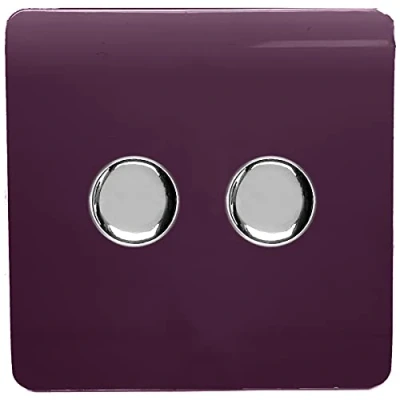 Image of Trendi Artistic Modern Glossy Tactile 2 Gang Way 120w LED Dimmer Switch Plum