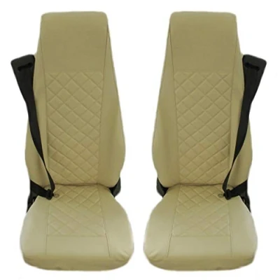 Image of TEXMAR BEIGE ECO LEATHER Seat Covers for Volvo FH4, FL, FE, FM AFTER 2014 Truck