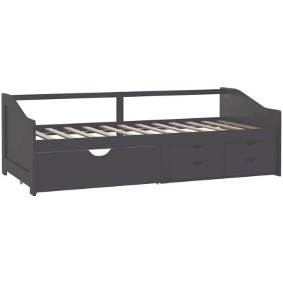 Image of vidaXL 3 Seater Day Bed without Mattress Grey Solid Pinewood 90x200cm