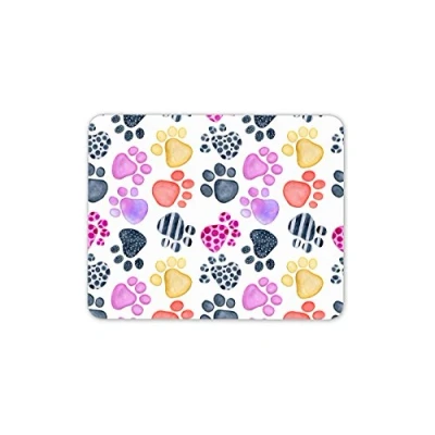 Image of Destination Vinyl ltd Paw Prints Mouse Mat Pad Colourful Cat Dog Footprint Computer PC #8157