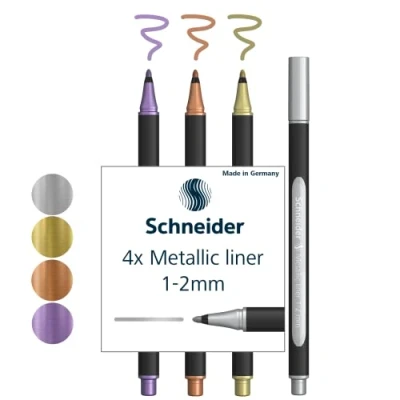Image of Schneider Paint It Metallic Liner 020 Line Width 1 2 mm Pack of 4 Silver/Gold/Copper/Violet