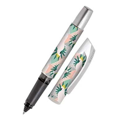Image of Online Ergonomic Rollerball for School/College Campus Parrots Left and Right Handed, Soft Grip Part, Standard Ink Cartridges, Refillable, Ideal Beginners/Pupils/Students