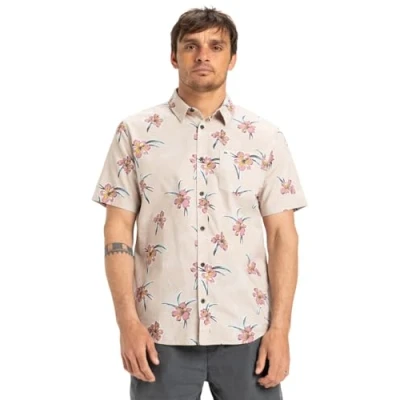 Image of Quiksilver Apero MIT Kurzen ÄRMELN Shirt, Men&#039;s, Size: Large, Beige