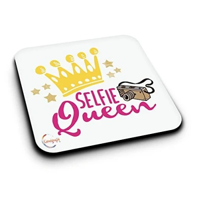 Image of ER079 Selfie Queen Novelty Present Gift Printed MDF Wooden Coaster