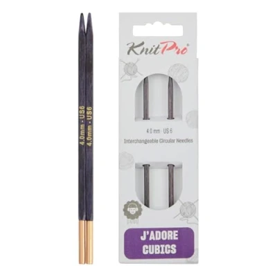 Image of KnitPro J&#039;Adore Cubics Knit Pins Circular Interchangeable Knitting Needles for 40 and 50cm Cable 4.00mm, Purple, 26 1940101517