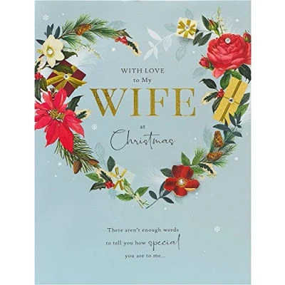 Image of UK Greetings Christmas Card for Wife Festive Heart Design