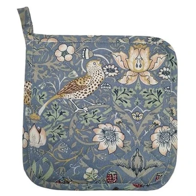Image of William Morris Strawberry Thief Blue Potholder Quilt