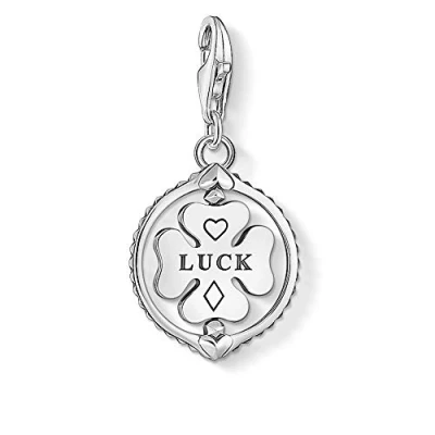 Image of Thomas Sabo Sterling Silver Blackened Shamrock Charm, 2,6 x 1,4 cm, Silver, Not applicable