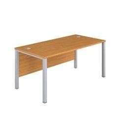 Image of 1200X800 Goal Post Rectangular Desk Nova Oak Silver