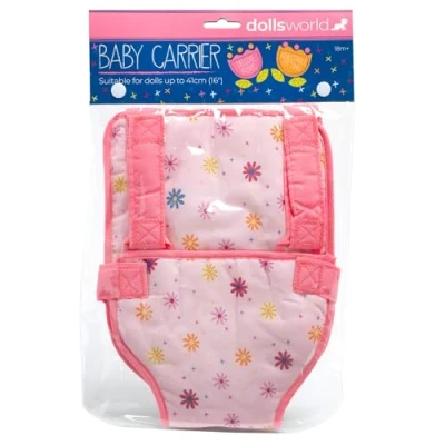 Image of DOLLSWORLD from Peterkin Fabric baby carrier with adjustable straps, suitable for Dolls up to 41cm (16&quot;) &amp; Accessories Ages 18m+