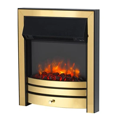 Image of Endeavour Fires Roxby Inset Electric Fire Brass Trim and Fret, 220/240Vac 1&amp;2kW, 7 Day Programmable Remote Control Freestanding (with half depth spacer)