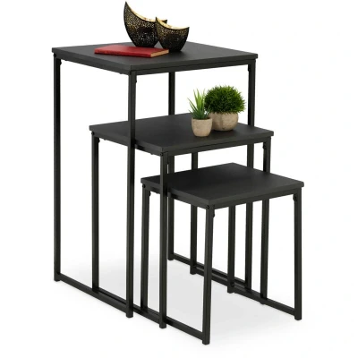 Image of Relaxdays Side Table Set of 3, Black, 76 x 46 cm