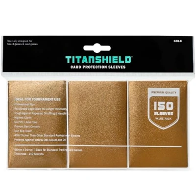 Image of TitanShield 150 Gold Sleeves Compatible with MTG Magic The Gathering, Lorcana, Board Games and Trading Cards 2.5&quot; x 3.5&quot; 66x91mm
