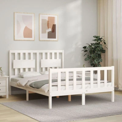 Image of vidaXL Bed Frame without Mattress White 140x200 cm Solid Wood Pine