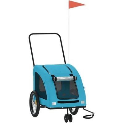 Image of vidaXL Pet Bike Trailer Blue Oxford Fabric and Iron