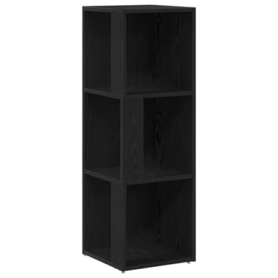 Image of vidaXL Corner Cabinet Black Oak Engineered Wood, Rectangular Storage Unit 33x33x100 cm, 3 Shelf Organizer for Living Room/Bedroom/Office, Matte Finish