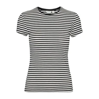 Image of Aware Vmines Fiona Oneck TOP Basic Tshirt, Women&#039;s, Size: Medium, Black/snow white