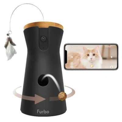 Image of Furbo 360 Cat Camera [BASIC CAMERA]: pet Monitor w/App, Rotating View, Colour Night Vision, Auto Tracking, Treat toss, Meowing Alert. Loved by millions of parents worldwide