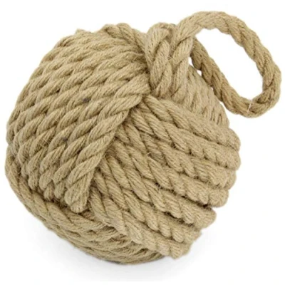Image of Heavy Nautical Knot Rope Doorstop Novelty Door Stop, Natural Stopper Ball