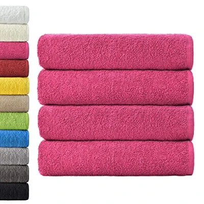 Image of NatureMark Bath Towels, Cotton, Pink, 4er Pack 70x140cm