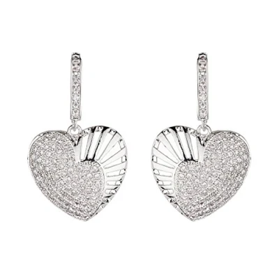 Image of Silver Plated Heart Clip On Earrings With Cubic Zirconia Crystals Nafisa S