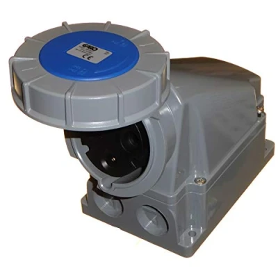 Image of Garo 63A Wall Mount Socket 3 Pin 2P+E Waterproof IP67 Single Phase 63 Amp 230V