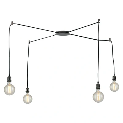Image of GROOVE 4 Light Cluster Pendant Ceiling Black 250cm