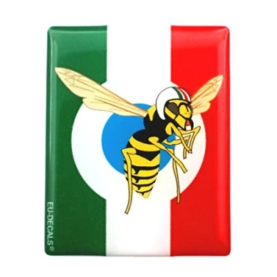 Image of EU Decals MioVespa Collection Billet One front Badge Overlay 3D Decal domed for the (horncasting), Italian flag with Mio Wasp Logo in blue target compatible Vespa GTS.