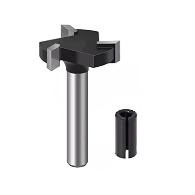 Image of ExcInter CNC Spoilboard Surfacing Router Bit,1 Pcs 1/4 Inch Round Shank 3 Wings Milling Cutter Planer Woodworking Tool(1 Cutting Diameter ) &amp; 1 1/2 Turn Chuck