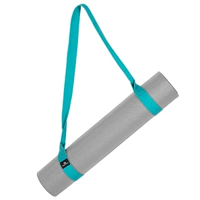 Image of Yoga Studio Mat Carry Strap 4 x 137cm, Multipurpose with Adjustable Loops, and Carrier Combined Turquoise