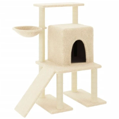 Image of vidaXL Cat Tree with Sisal Scratching Posts Cream 96.5 cm