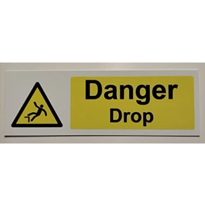 Image of Warning Signs Danger Drop Safety Sign Self Adhesive Sticker 200mm x 66mm