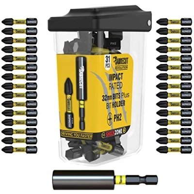 Image of 31 x SabreCut SCRPH23231B 32mm PH2 and 60mm Impact Bit Holder Magnetic Screwdriver Driver Bits Set Single Ended Phillips Heavy Duty Compatible with Dewalt Milwaukee Bosch Makita Others