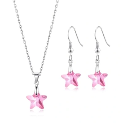 Image of Philip Jones Sterling Silver Light Rose Star Set Created with Zircondia® Crystals
