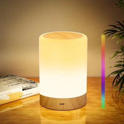 Image of Nursery Night Light for Baby, Touch Dimmable Bedside Lamp with RGB Color Changing Mode, Rechargeable Table Lamps Hook &amp; Timer, 5 Modes, Memory Function, LED Lights Kids, Bedroom