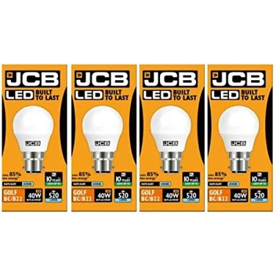 Image of JCB LED 4 X 6w = 40w BC/B22 Golf Ball Bulbs Bayonet Cap 520lm Daylight 6500k Non Dimmable [Energy Class A+]