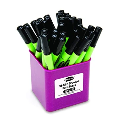 Image of Show me SDP36TBK Medium Tip Dry wipe Pens, Classroom Tub, Black (Pack of 36)