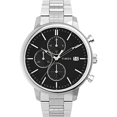 Image of Timex Chicago Chronograph watch, Men&#039;s, Size: One Size, Silver / black