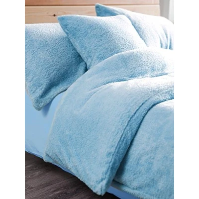 Image of Gaveno Cavailia Teddy Fleece Luxurious Duvet Cover Sets Super Soft Warm and Cosy Bedding (Blue, Double Set)