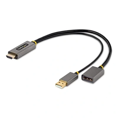 Image of StarTech.com 1ft (30cm) HDMI to DisplayPort Adapter Cable, Active 4K 60Hz 2.0 DP 1.2 Converter, HDR, USB Bus Powered, Source Monitor for Laptops/PC (128 DISPLAYPORT)