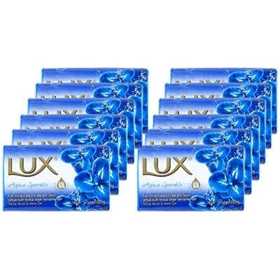 Image of Lux Aqua Sparkle Soap Bar with Floral Musk and Mint Oil, 80g x 12