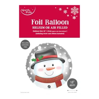 Image of Zopper 18&quot; Christmas Foil Balloon Snowman Head Personalise Xmas Party Decoration Suitable for Hellium &amp; Air Filled Includes Inflating Straw and Ribbon