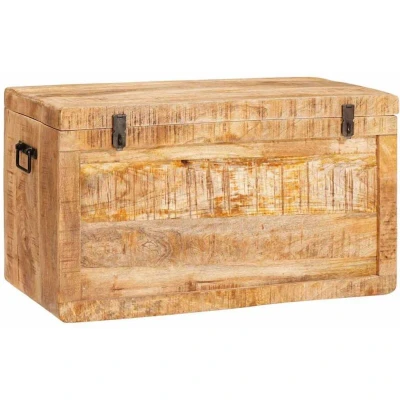 Image of vidaXL Storage Box with Lock Brown Solid mango wood
