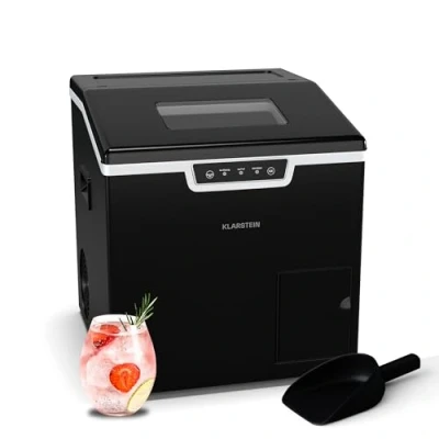 Image of Klarstein Icefestival Bullet Ice Maker Machine, 20kg/24h, 400W, Grated Option, 3L Tank, 1.9kg Storage, Self Cleaning, LED Display, Black Ideal for Home, Bars, Events