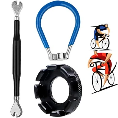 Image of XCOZU 3 Pack of Bike Spoke Tool Set, Spanner/Bike Wheel Key/Spoke Wrench, Bicycle Spokes Kit Forged Steel Rim Correct Tool, 10 15 Gauge（Black and Blue）