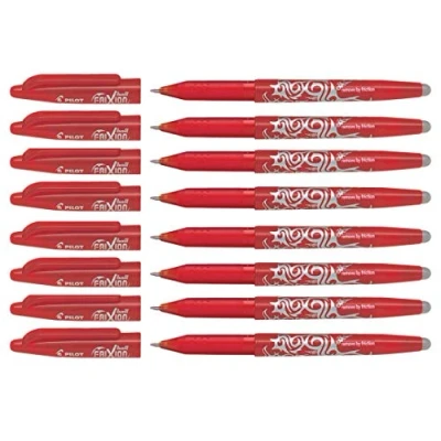 Image of Pilot FRIXION ROLLERBALL PENS RED [Pack of 8] ERASABLE 0.7mm Tip BL FR7