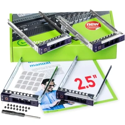 Image of WORKDONE 4 Pack 2.5&quot; Hard Drive Caddy Compatible for Dell PowerEdge Servers 14th Gen R440 R640 R740 R740xd R840 R940 R6415 and More SSD SAS SATA NVMe Tray Setup with Manual