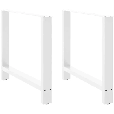 Image of vidaXL White Steel Coffee Table Legs with Adjustable Feet/Geometric Design/Sturdy Frame for Dining &amp; Living Room Tables 90x(72 73) cm
