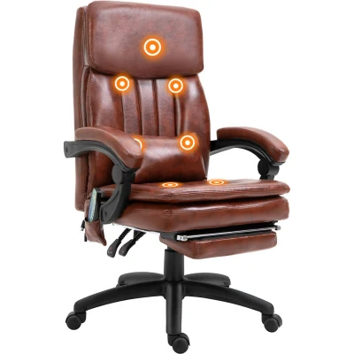Image of Vinsetto Ergonomic Office Chair w/7 Massage Points Headrest Armrest Footrest Brown