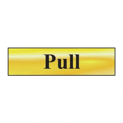 Image of Scan SCA6033 Self adhesive brass effect sign Pull 200 x 50mm, White